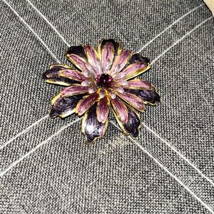 Vintage Enamel Elegant Purple Flower Brooch